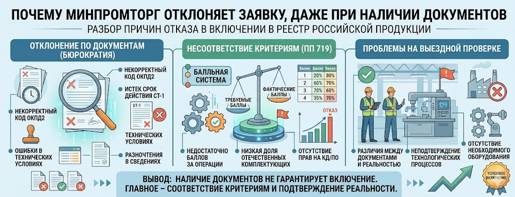 Минпромторг отклонил заявку: почему отказывают при наличии документов в 2026 году