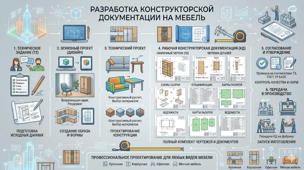 Разработка конструкторской документации на мебель