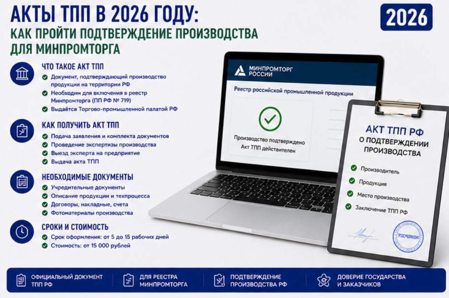 Акты ТПП в 2026 году: как пройти подтверждение производства для Минпромторга
