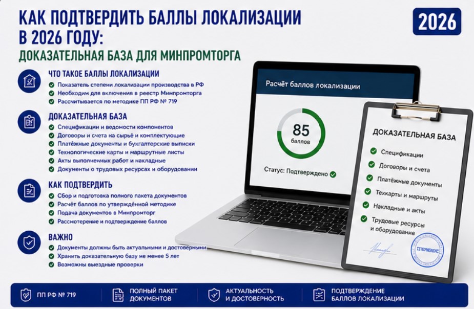 Как подтвердить баллы локализации в 2026 году: доказательная база для Минпромторга