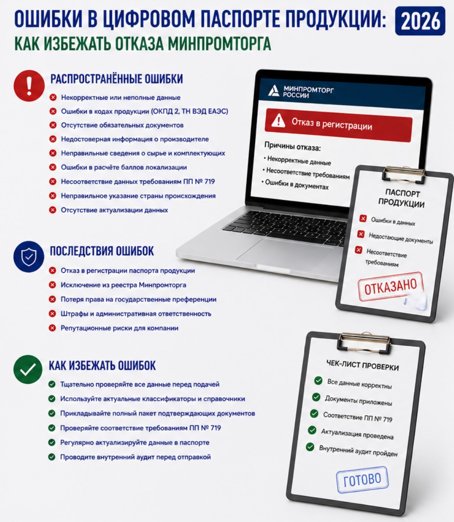 Ошибки в цифровом паспорте продукции: как избежать отказа Минпромторга